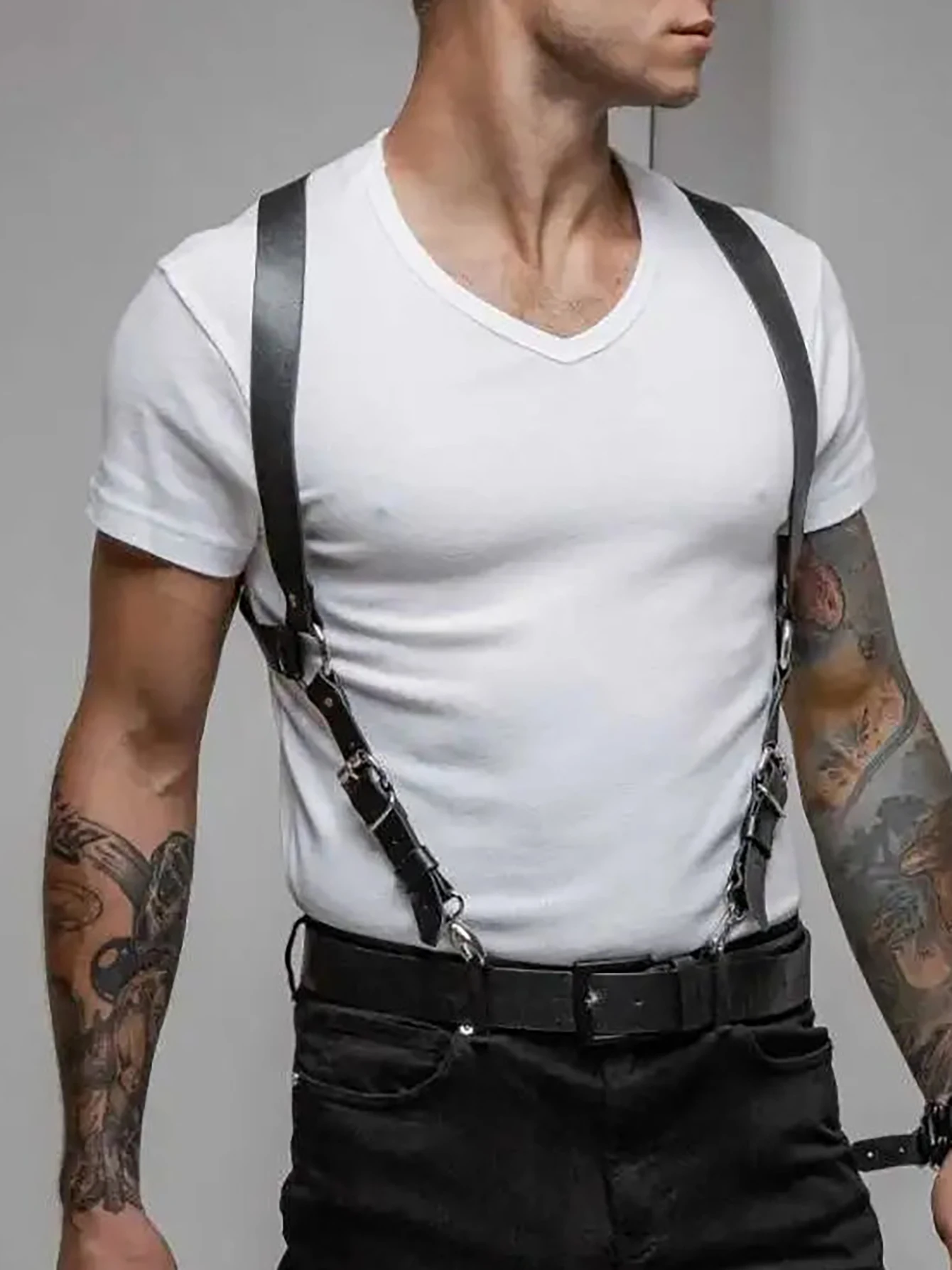 pu leather chest harness for men, adjustable suspenders, bondage body harness, gothic clothing accessories, fashion pu leather chest harness for men, adjustable suspenders, bondage body harness, gothic clothing accessories, fashion