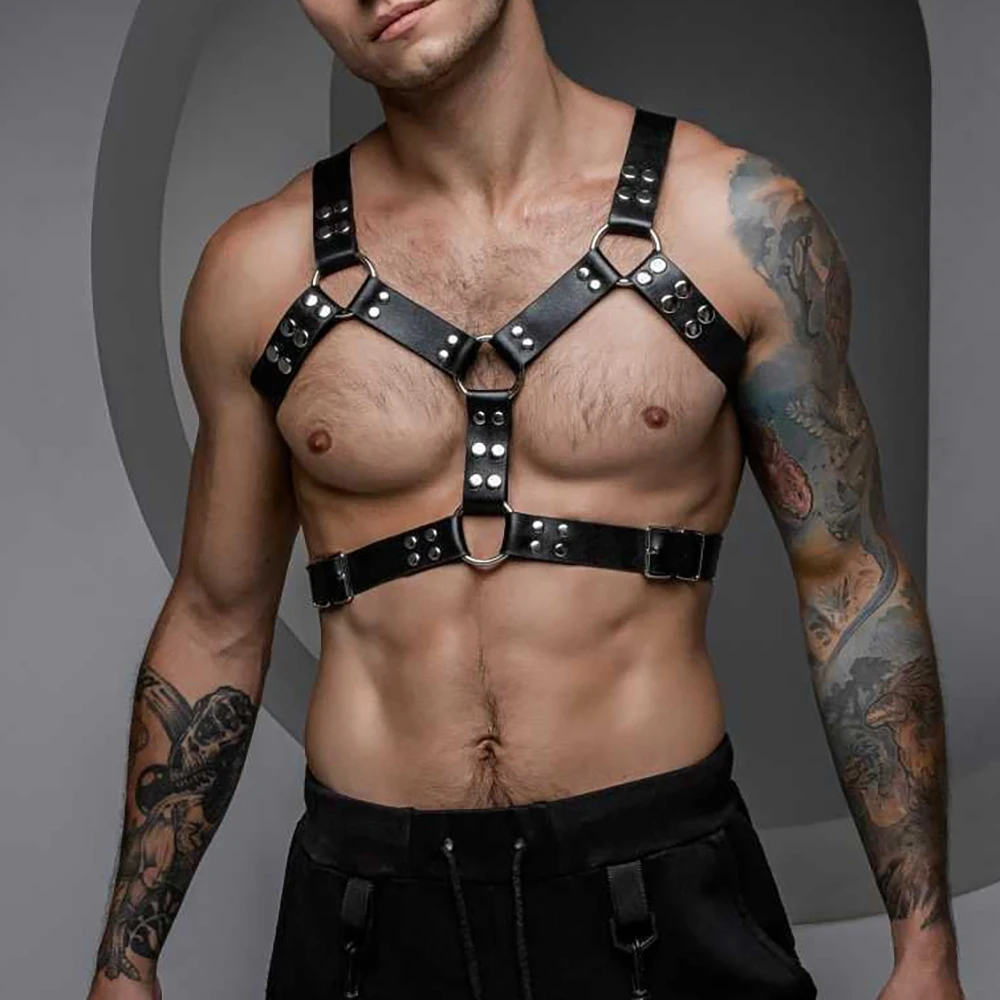 pu leather chest harness for men, adjustable suspenders, bondage body harness, gothic clothing accessories, fashion pu leather chest harness for men, adjustable suspenders, bondage body harness, gothic clothing accessories, fashion