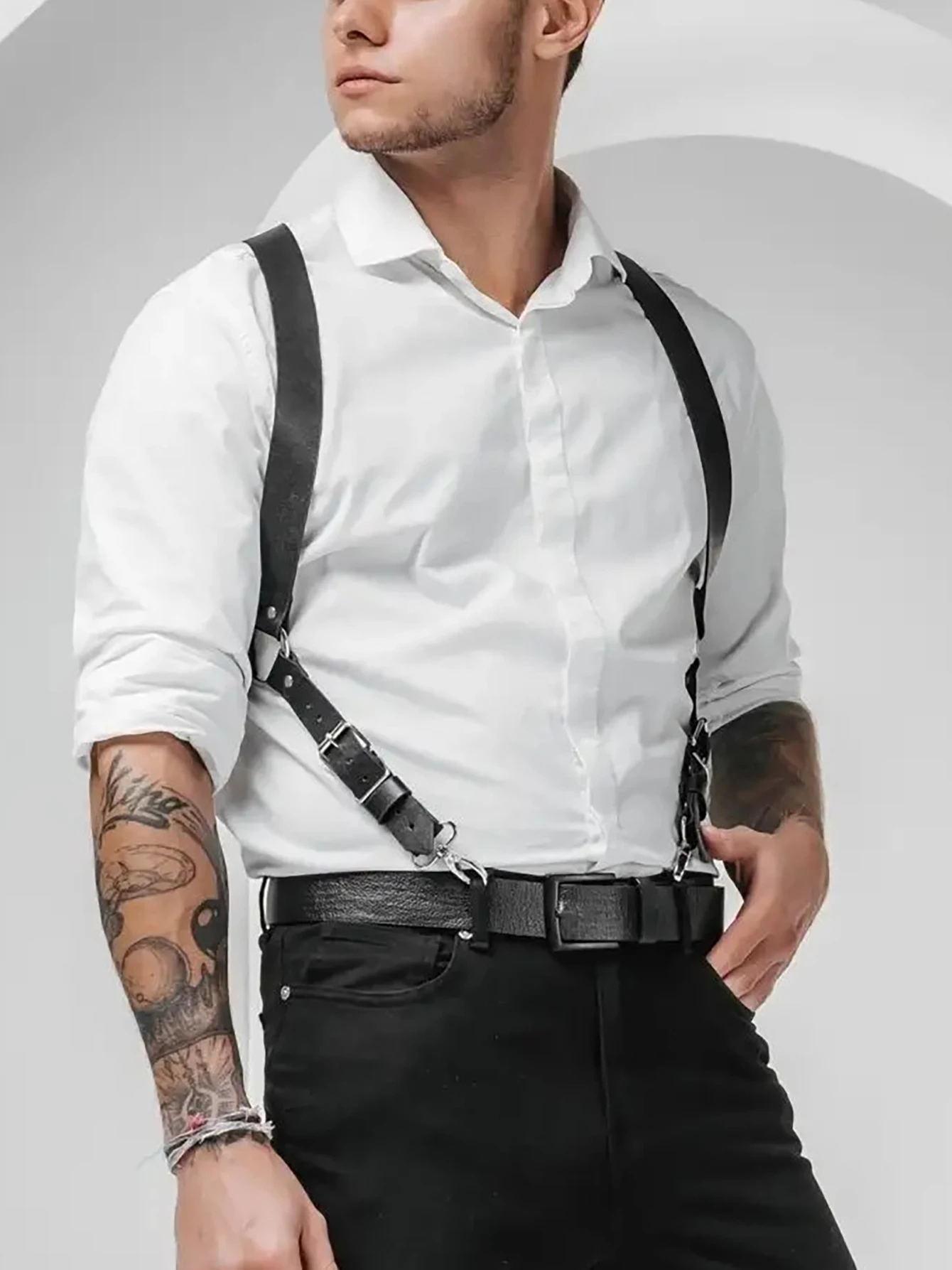 pu leather chest harness for men, adjustable suspenders, bondage body harness, gothic clothing accessories, fashion pu leather chest harness for men, adjustable suspenders, bondage body harness, gothic clothing accessories, fashion