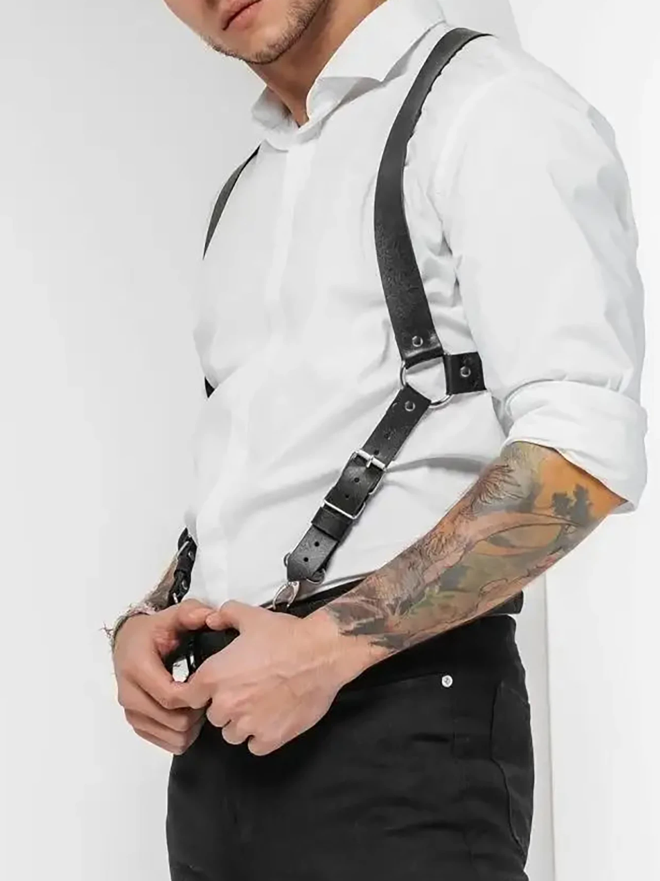 pu leather chest harness for men, adjustable suspenders, bondage body harness, gothic clothing accessories, fashion pu leather chest harness for men, adjustable suspenders, bondage body harness, gothic clothing accessories, fashion